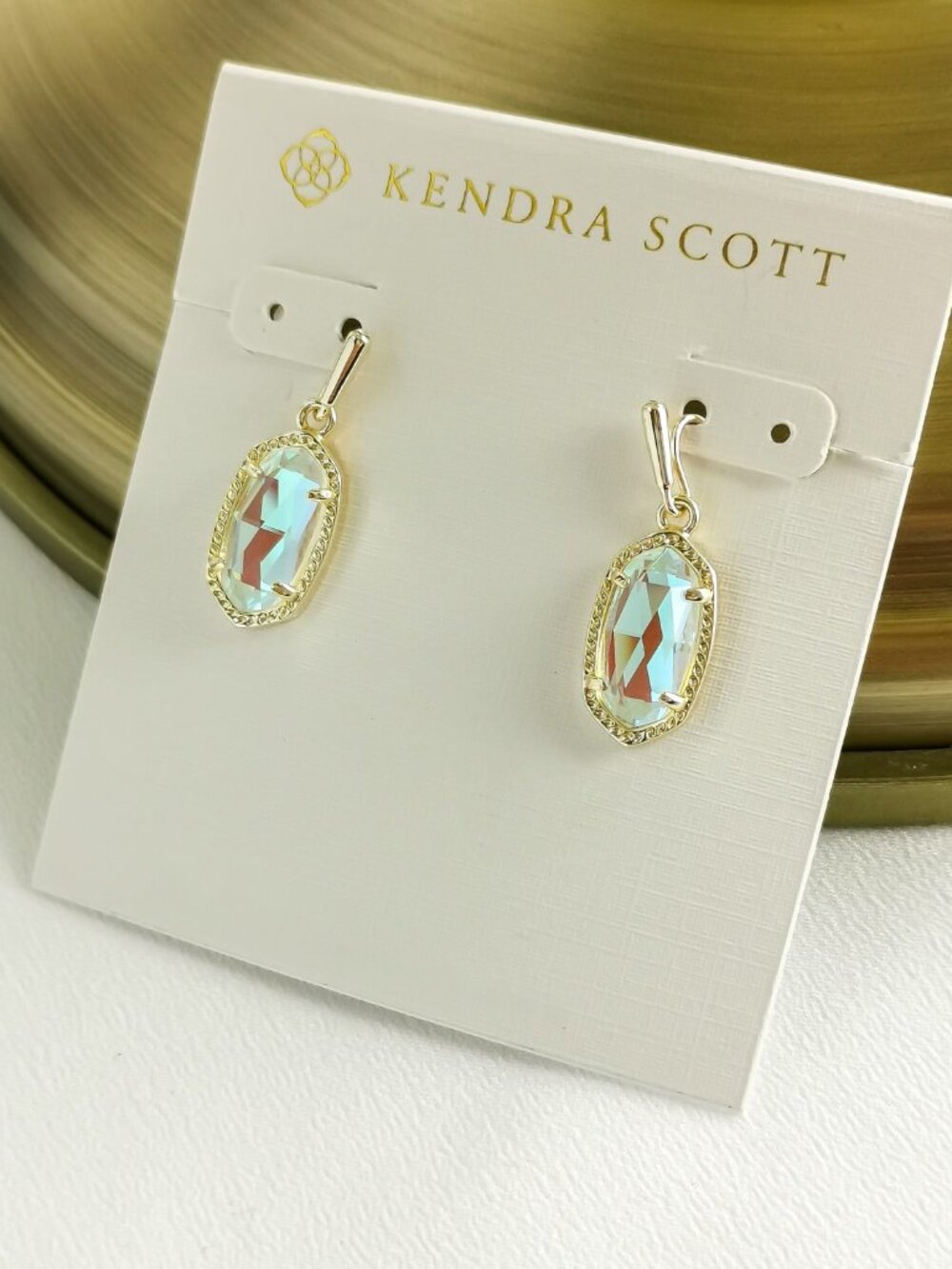 Kendra Scott Lee Gold Dichroic Glass Drop Earrings